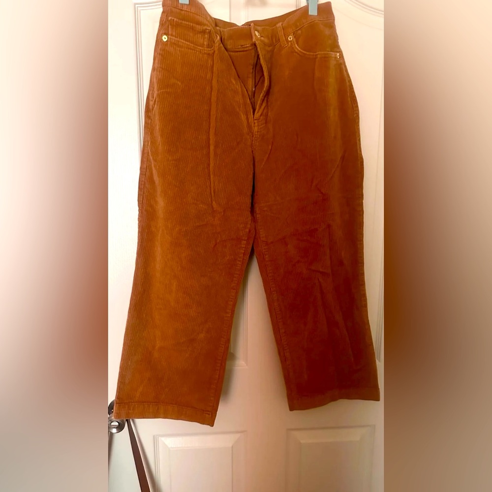 Express Corduroy Wide Leg High Rise Crop